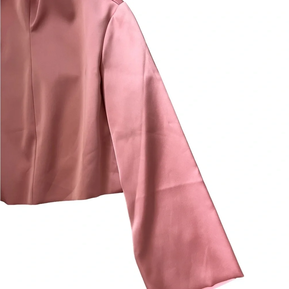 NWT Archival Tibi Fall 2018 Bonded Satin Funnel Neck Crop Top Dusty Pink Rose 4
